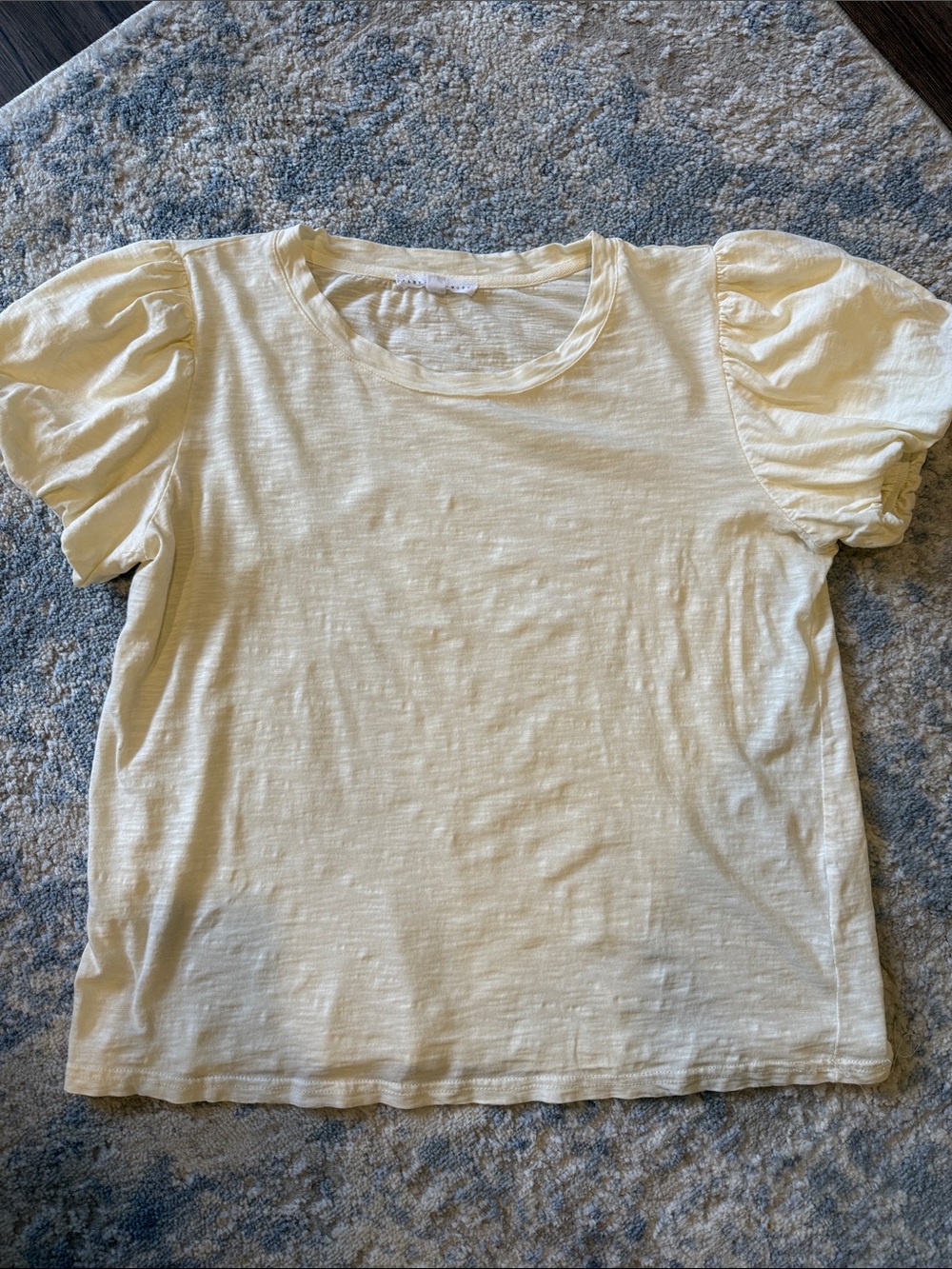 Light Yellow Puff Sleeve Women's Top